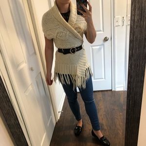 Cream Knit Short Sleeved Cardigan